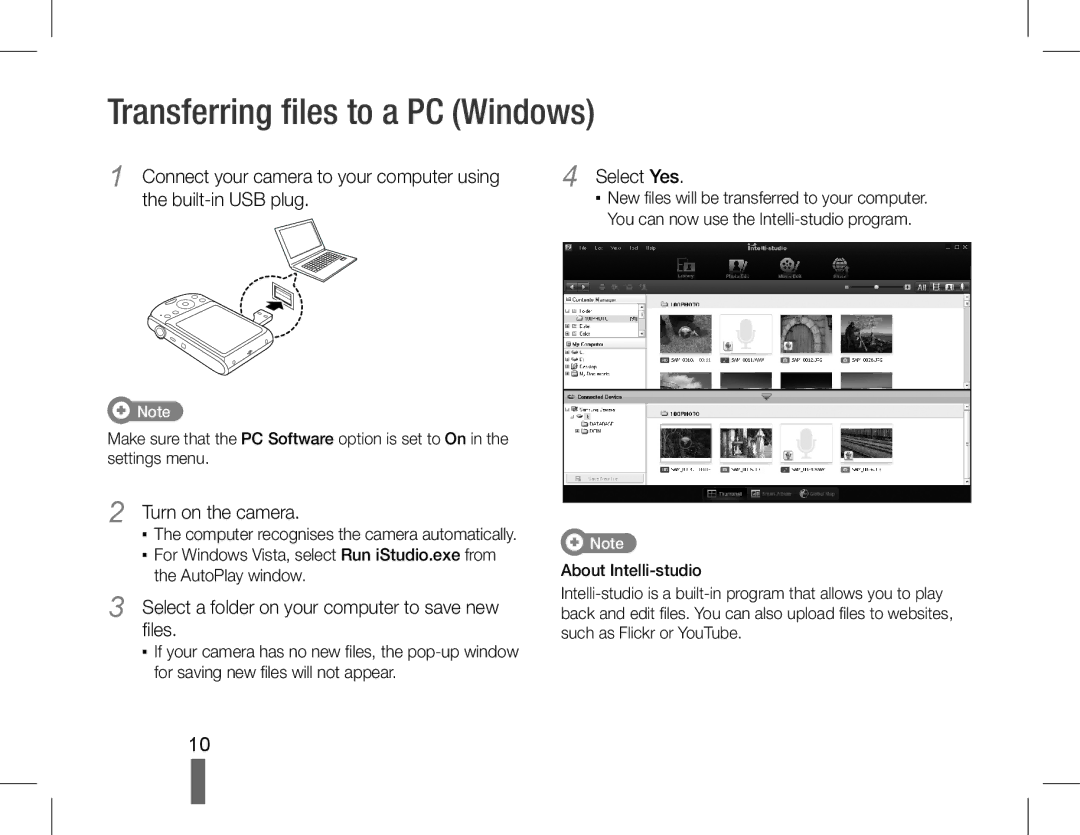 Samsung EC-PL90ZZBPASA, EC-PL90ZZBPRE1 Turn on the camera, Select a folder on your computer to save new files, Select Yes 