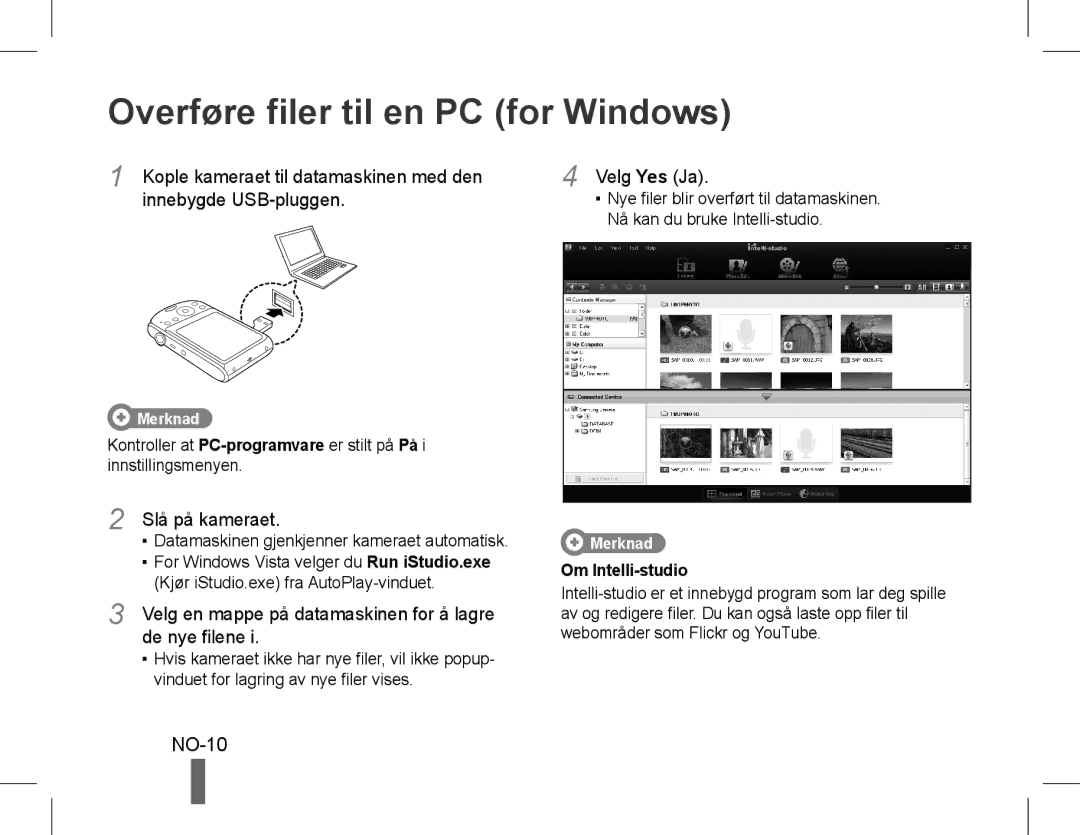 Samsung EC-PL90ZZBAAE3, EC-PL90ZZBPRE1, EC-PL90ZZBARE1, EC-PL90ZZBPEE1 manual Overføre filer til en PC for Windows, NO-10 