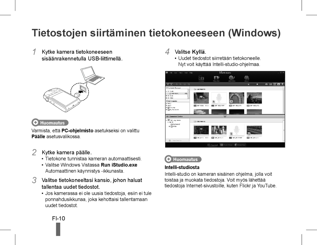 Samsung EC-PL90ZZDPEME, EC-PL90ZZBPRE1, EC-PL90ZZBARE1, EC-PL90ZZBPEE1 Tietostojen siirtäminen tietokoneeseen Windows, FI-10 