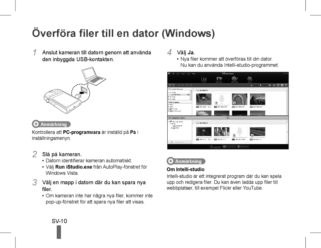 Samsung EC-PL90ZZBARE2, EC-PL90ZZBPRE1, EC-PL90ZZBARE1, EC-PL90ZZBPEE1 manual Överföra filer till en dator Windows, SV-10 