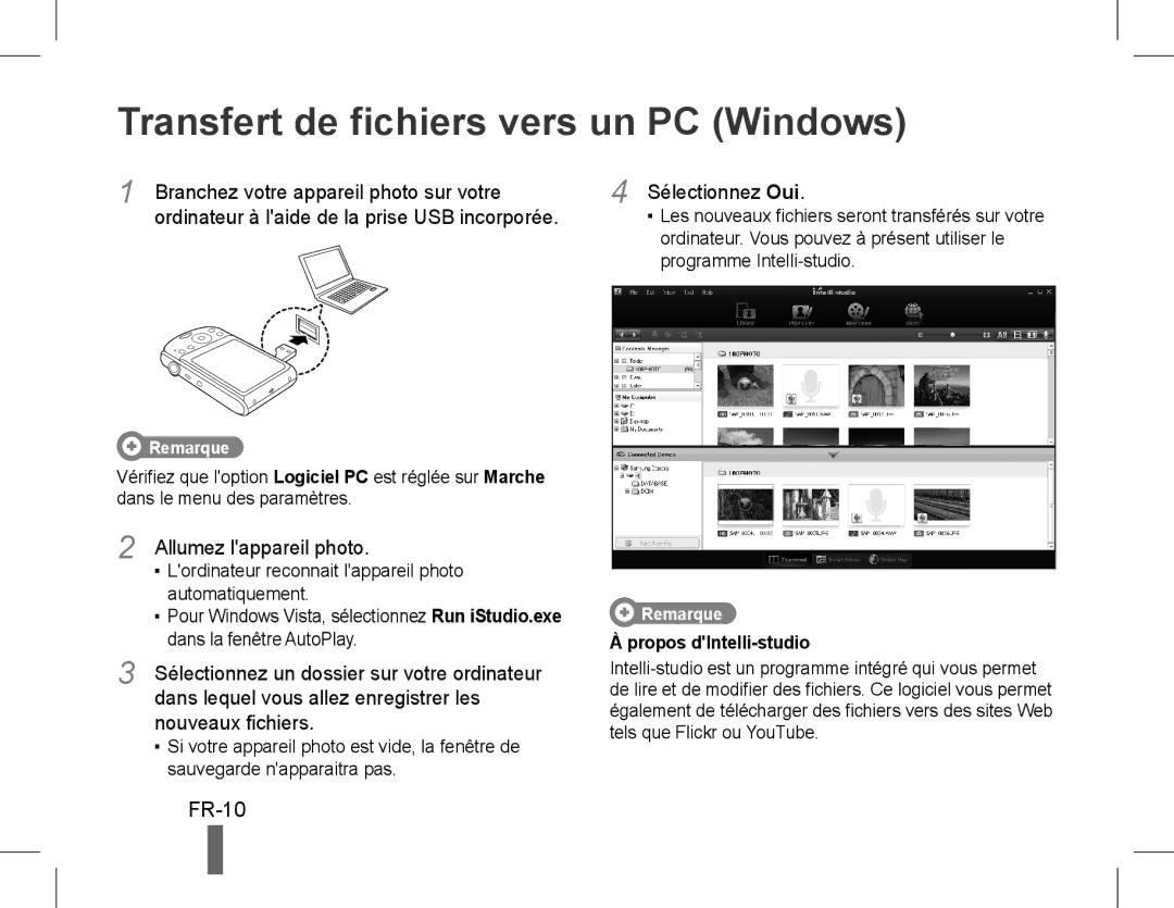 Samsung EC-PL90ZZBARE2, EC-PL90ZZBPRE1, EC-PL90ZZBARE1, EC-PL90ZZBPEE1 manual Transfert de fichiers vers un PC Windows, FR-10 