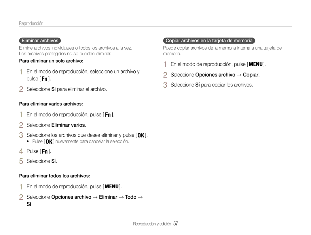 Samsung EC-PL90ZZBPEE1, EC-PL90ZZBPRE1, EC-PL90ZZBAAGB Seleccione Eliminar varios, Pulse Seleccione Sí, Eliminar archivos 