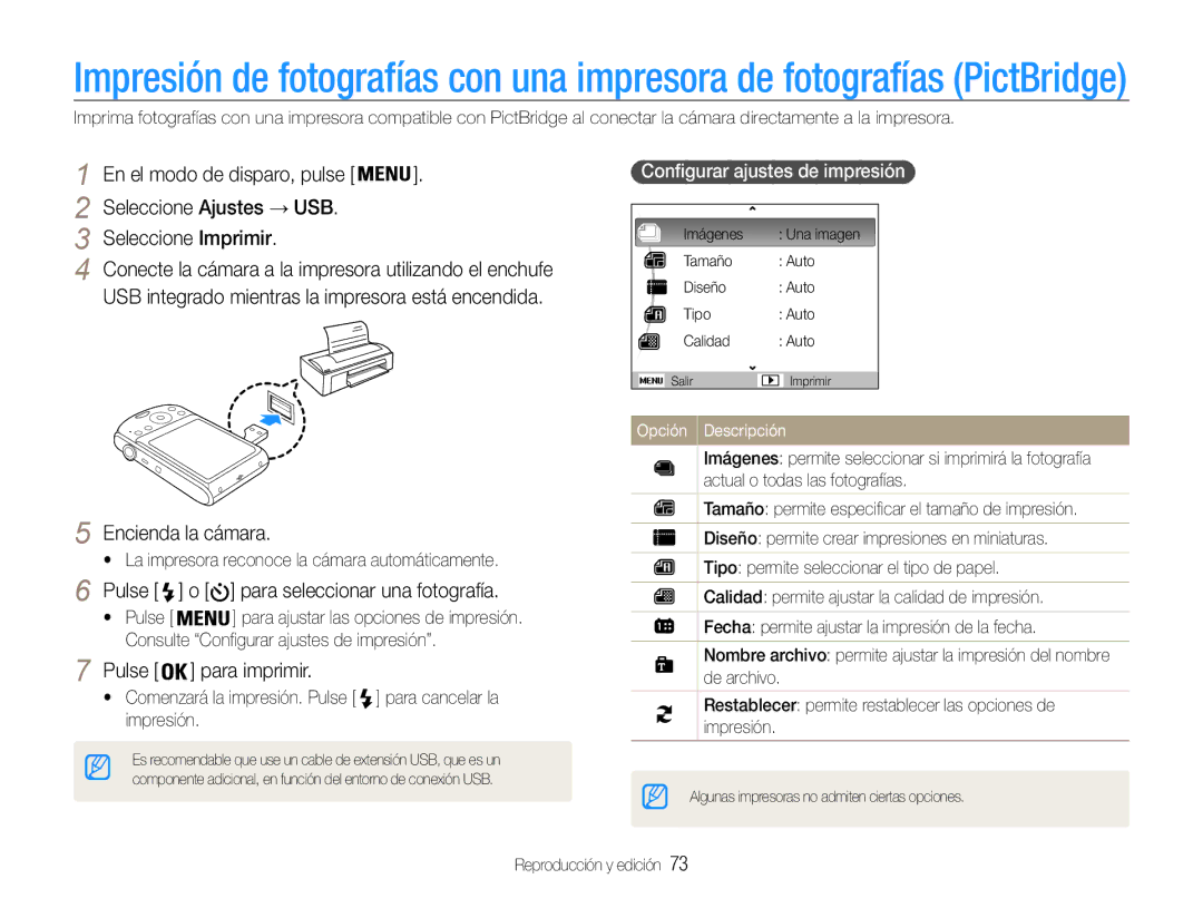 Samsung EC-PL90ZZBAAGB, EC-PL90ZZBPRE1, EC-PL90ZZBPEE1 manual Pulse Para imprimir, Configurar ajustes de impresión 