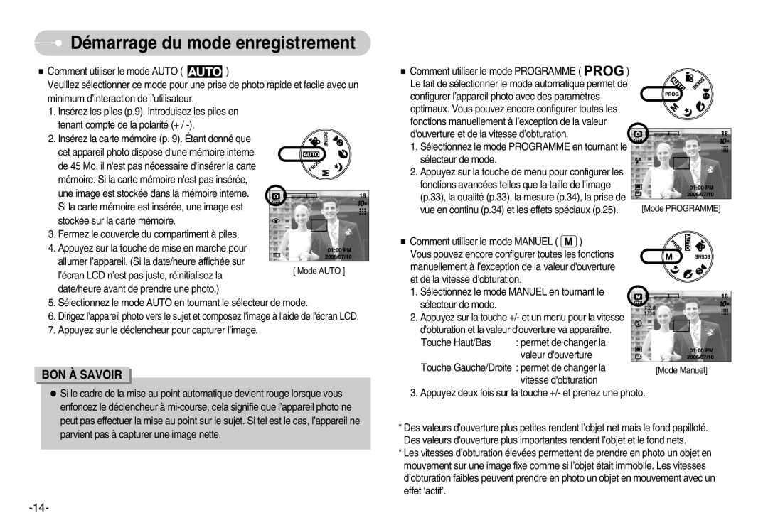 Samsung EC-S1000BBA/FR, EC-S1000SBA/FR Démarrage du mode enregistrement, Vue en continu p.34 et les effets spéciaux p.25 