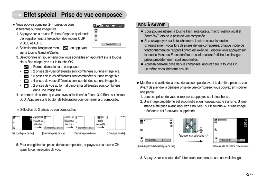 Samsung EC-S1000SBA/E1, EC-S1000SBA/FR, EC-S1000BBA/AS, EC-S1000SBB/E1, EC-S1000BBA/FR Effet spécial Prise de vue composée 