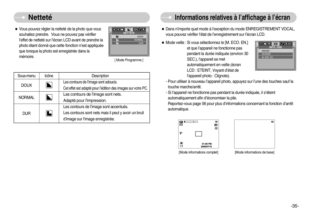 Samsung EC-S1000SBA/FR, EC-S1000BBA/AS Netteté, Les contours de l’image sont accentués, ’image sur l’image enregistrée 