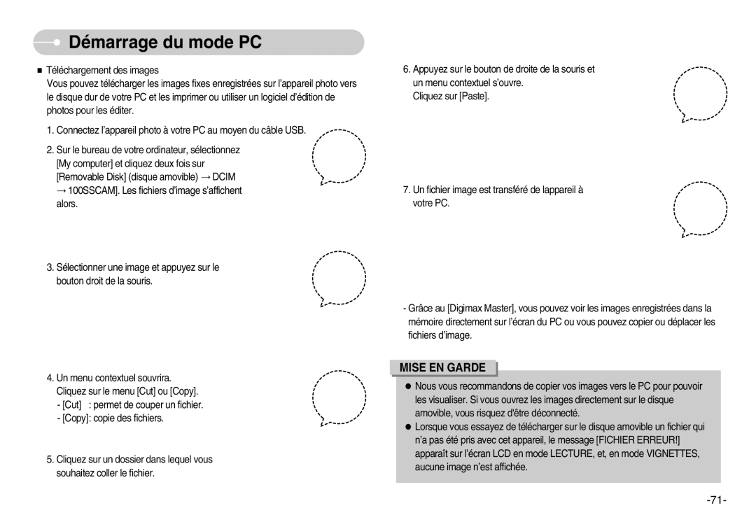 Samsung EC-S1000SBA/FR, EC-S1000BBA/AS, EC-S1000SBB/E1, EC-S1000BBA/FR, EC-S1000SBA/E1, EC-S1000BBA/E1 manual Mise EN Garde 