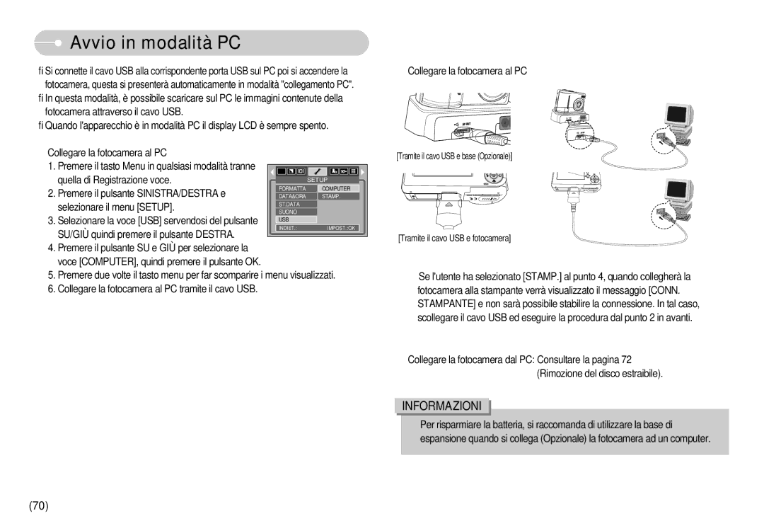 Samsung EC-S1000BBB/E1, EC-S1000SBB/E1, EC-S1000SBC/E1 manual Avvio in modalità PC 