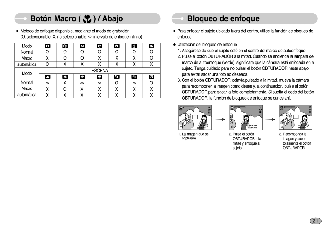 Samsung EC-S1000SBB/E1 manual Bloqueo de enfoque, Escena 