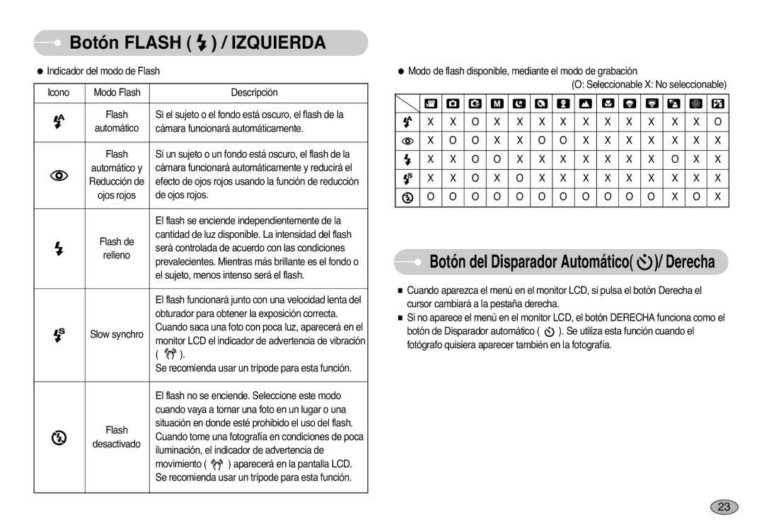 Samsung EC-S1000SBB/E1 manual Botón del Disparador Automático / Derecha 