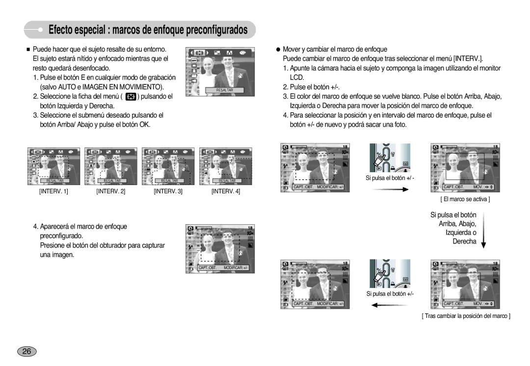 Samsung EC-S1000SBB/E1 manual Efecto especial marcos de enfoque preconfigurados 