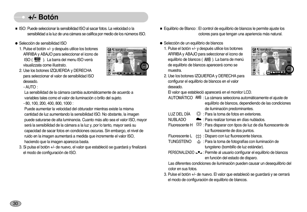 Samsung EC-S1000SBB/E1 manual Automático, Luz Del Día, Nublado, Tungsteno 