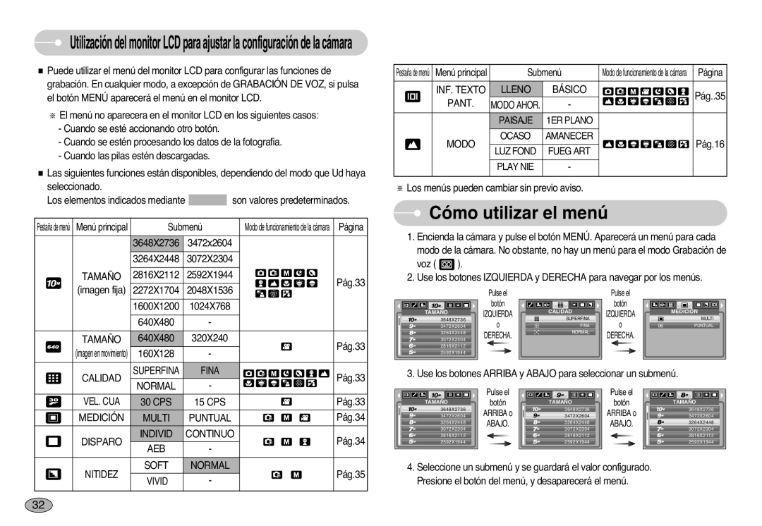 Samsung EC-S1000SBB/E1 manual Cómo utilizar el menú 