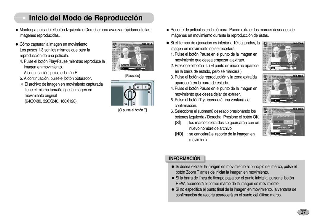 Samsung EC-S1000SBB/E1 manual Si el tiempo de ejecución es inferior a 10 segundos, la 