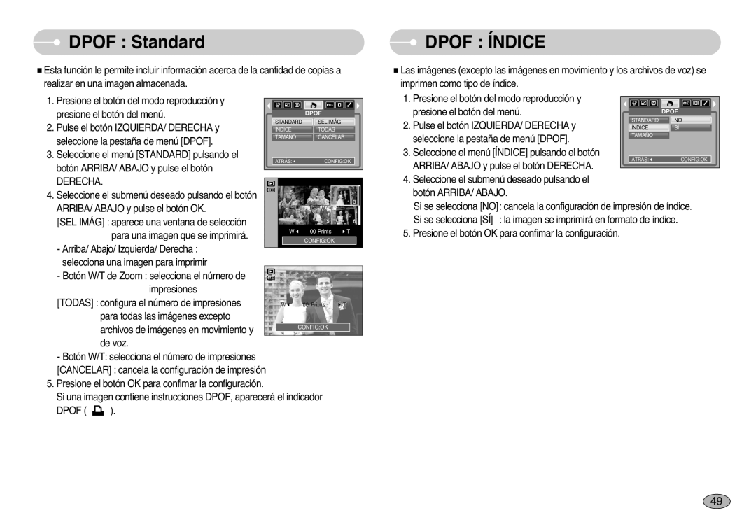 Samsung EC-S1000SBB/E1 manual Dpof Standard, Dpof Índice 