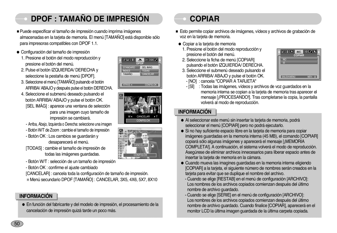 Samsung EC-S1000SBB/E1 manual Dpof Tamaño DE Impresión 