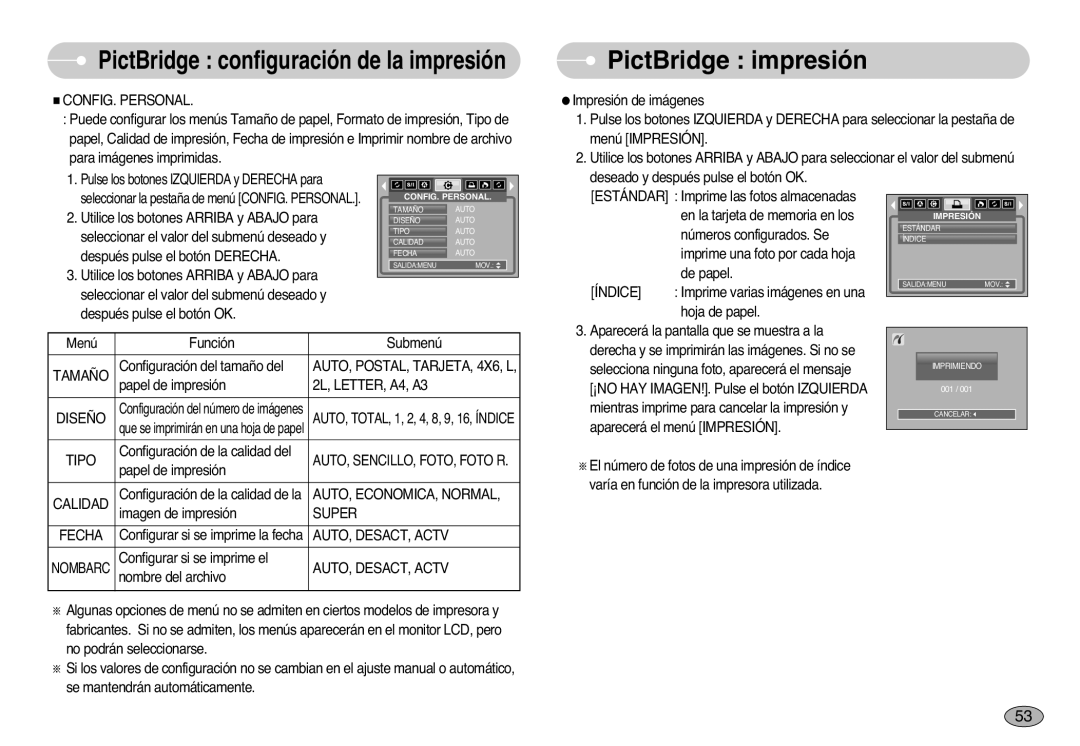 Samsung EC-S1000SBB/E1 manual PictBridge impresión 