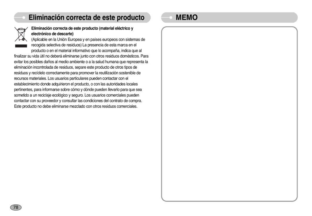 Samsung EC-S1000SBB/E1 manual Memo 