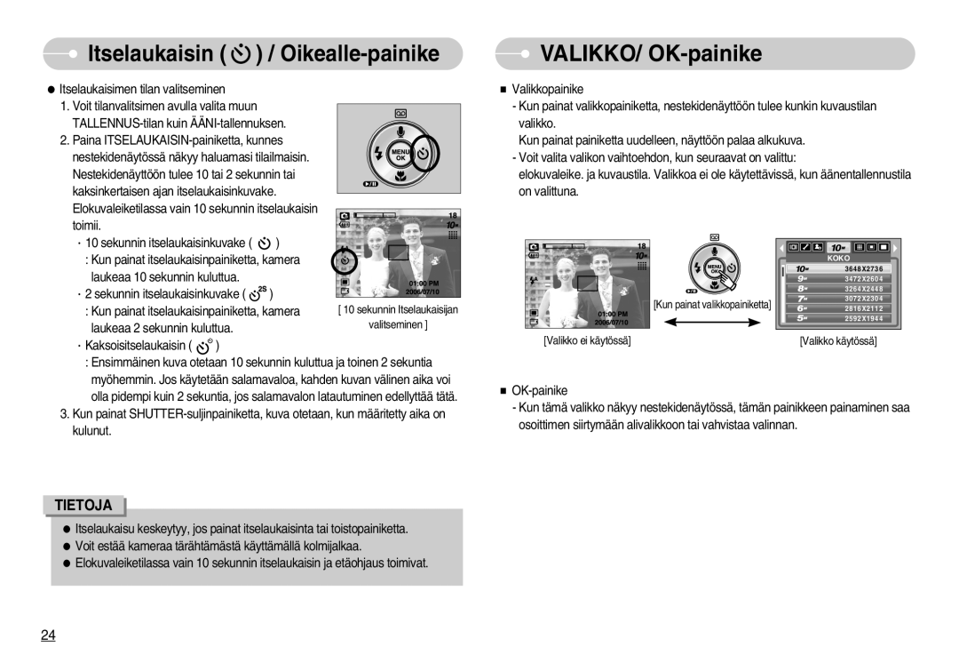 Samsung EC-S1000SBB/E1 manual VALIKKO/ OK-painike 