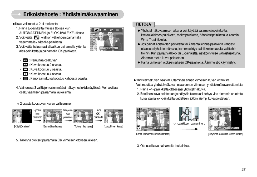 Samsung EC-S1000SBB/E1 manual Erikoistehoste Yhdistelmäkuvaaminen 