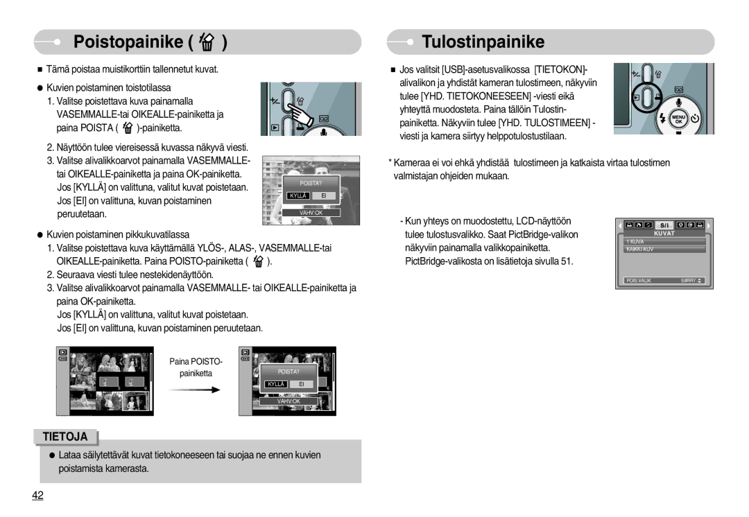 Samsung EC-S1000SBB/E1 manual Poistopainike, Tulostinpainike 