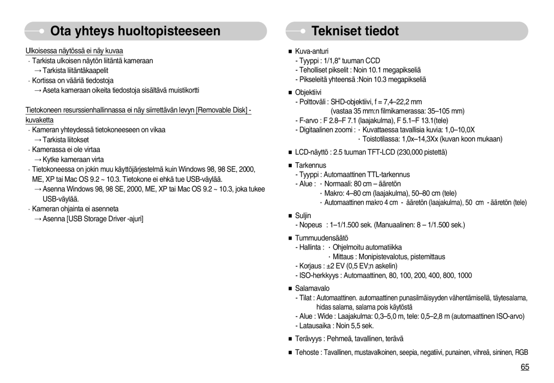 Samsung EC-S1000SBB/E1 manual Tekniset tiedot 