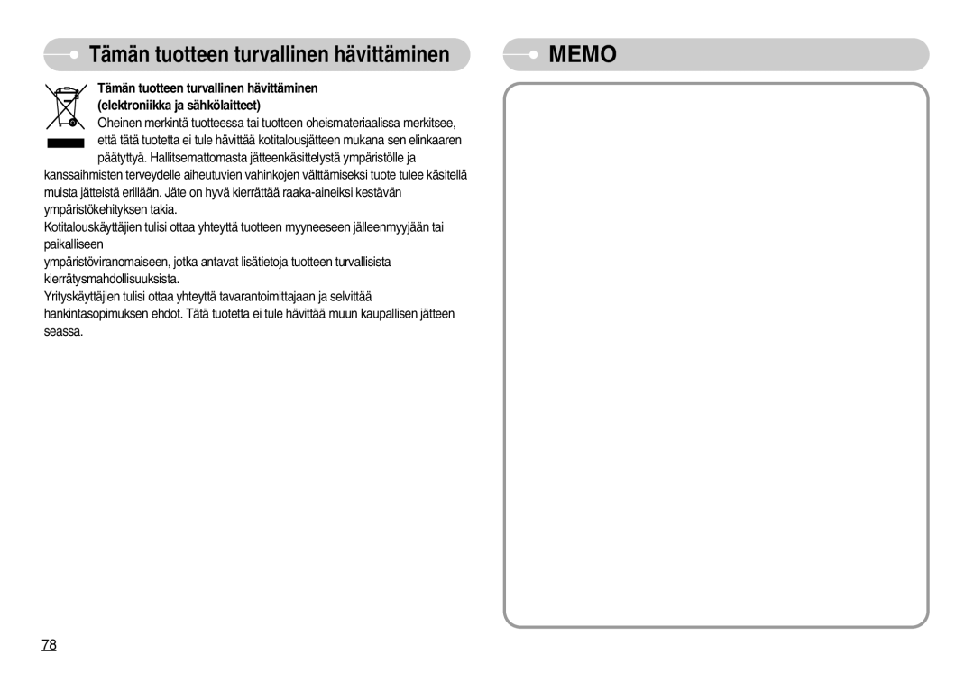 Samsung EC-S1000SBB/E1 manual Memo 