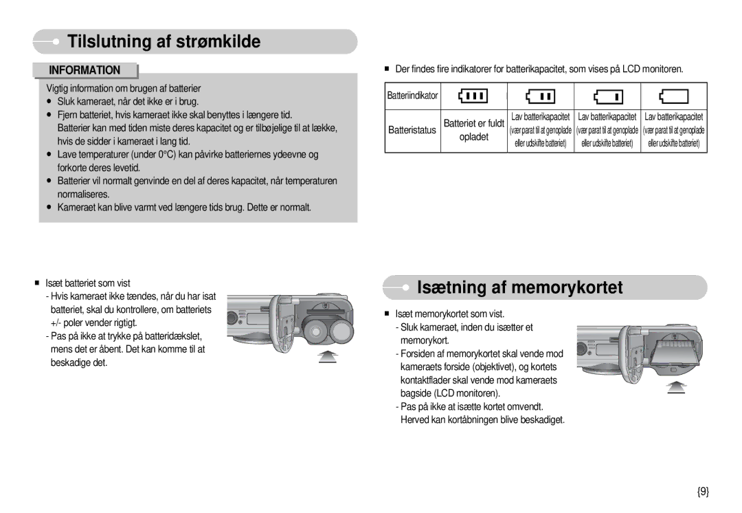 Samsung EC-S1000SBB/E1 manual Isætning af memorykortet, Information 