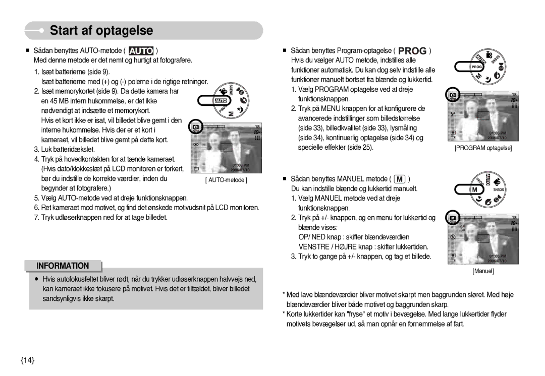 Samsung EC-S1000SBB/E1 manual Start af optagelse 