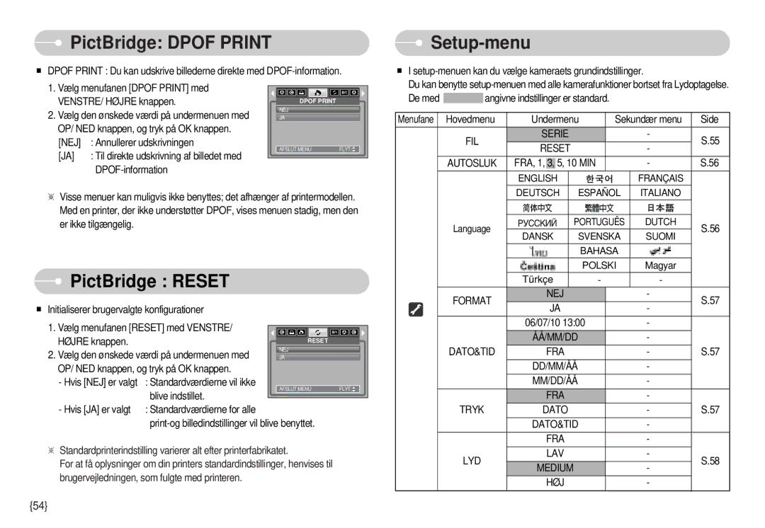 Samsung EC-S1000SBB/E1 manual PictBridge Reset 