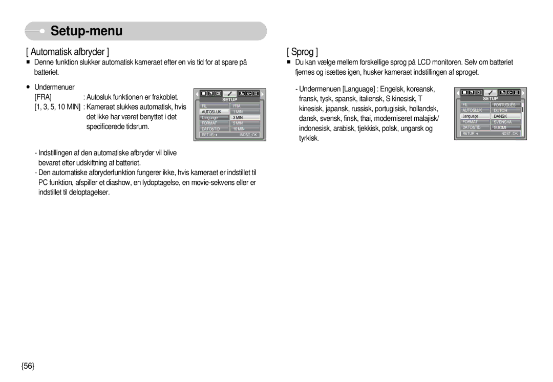 Samsung EC-S1000SBB/E1 manual Automatisk afbryder 