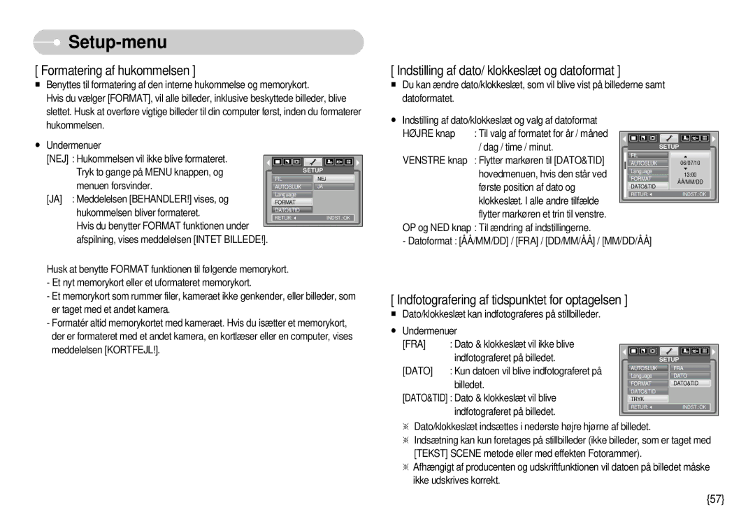 Samsung EC-S1000SBB/E1 manual Formatering af hukommelsen 