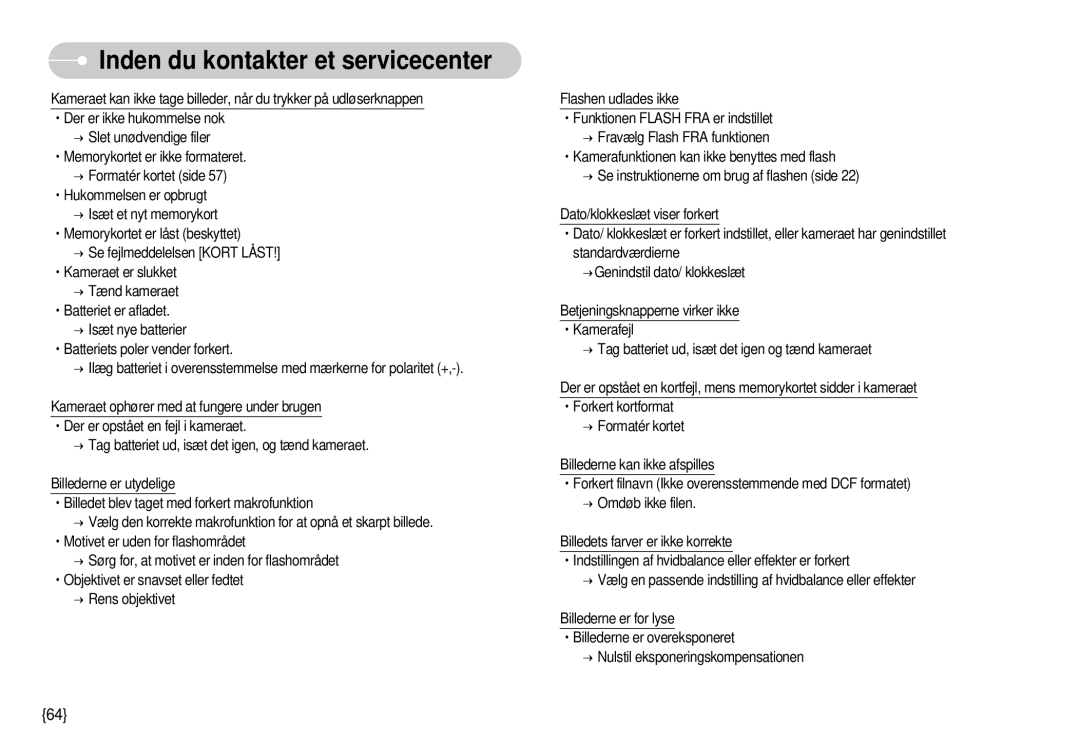 Samsung EC-S1000SBB/E1 manual Inden du kontakter et servicecenter 