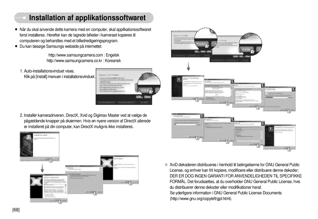 Samsung EC-S1000SBB/E1 manual Installation af applikationssoftwaret 