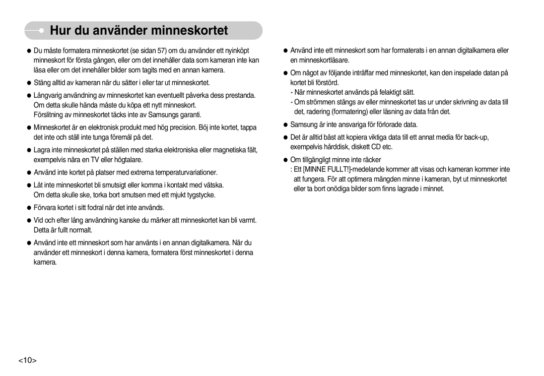 Samsung EC-S1000SBB/E1 manual Hur du använder minneskortet 