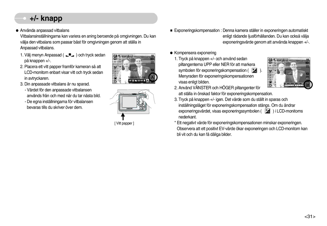 Samsung EC-S1000SBB/E1 manual Vitt papper 