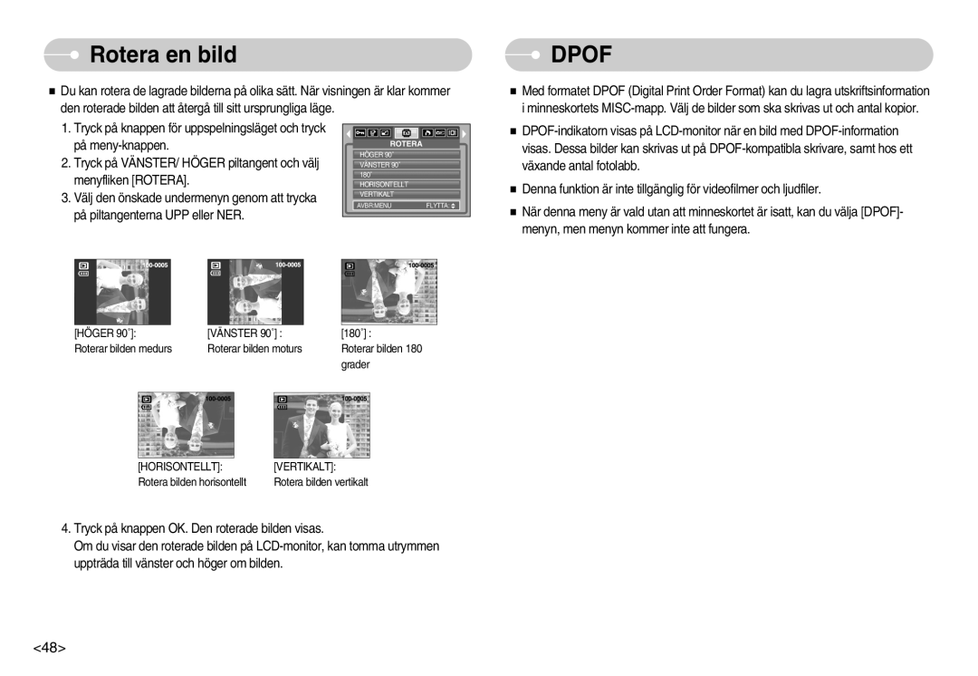 Samsung EC-S1000SBB/E1 manual Rotera en bild, Dpof 