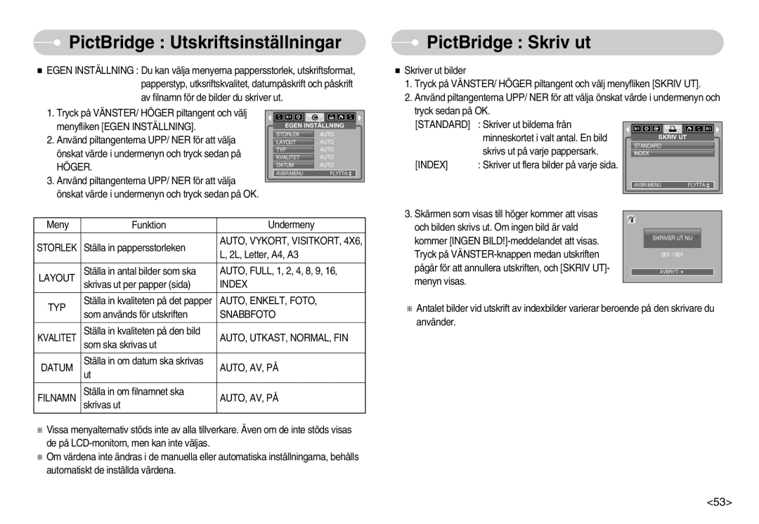 Samsung EC-S1000SBB/E1 manual PictBridge Skriv ut 