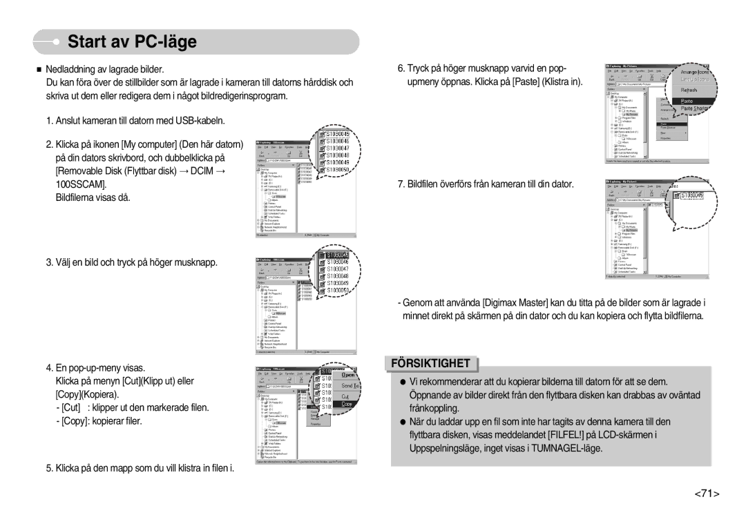 Samsung EC-S1000SBB/E1 manual Försiktighet 