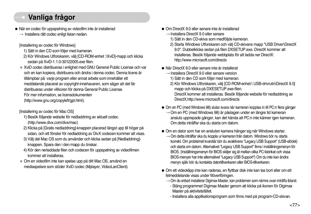 Samsung EC-S1000SBB/E1 manual Vanliga frågor 