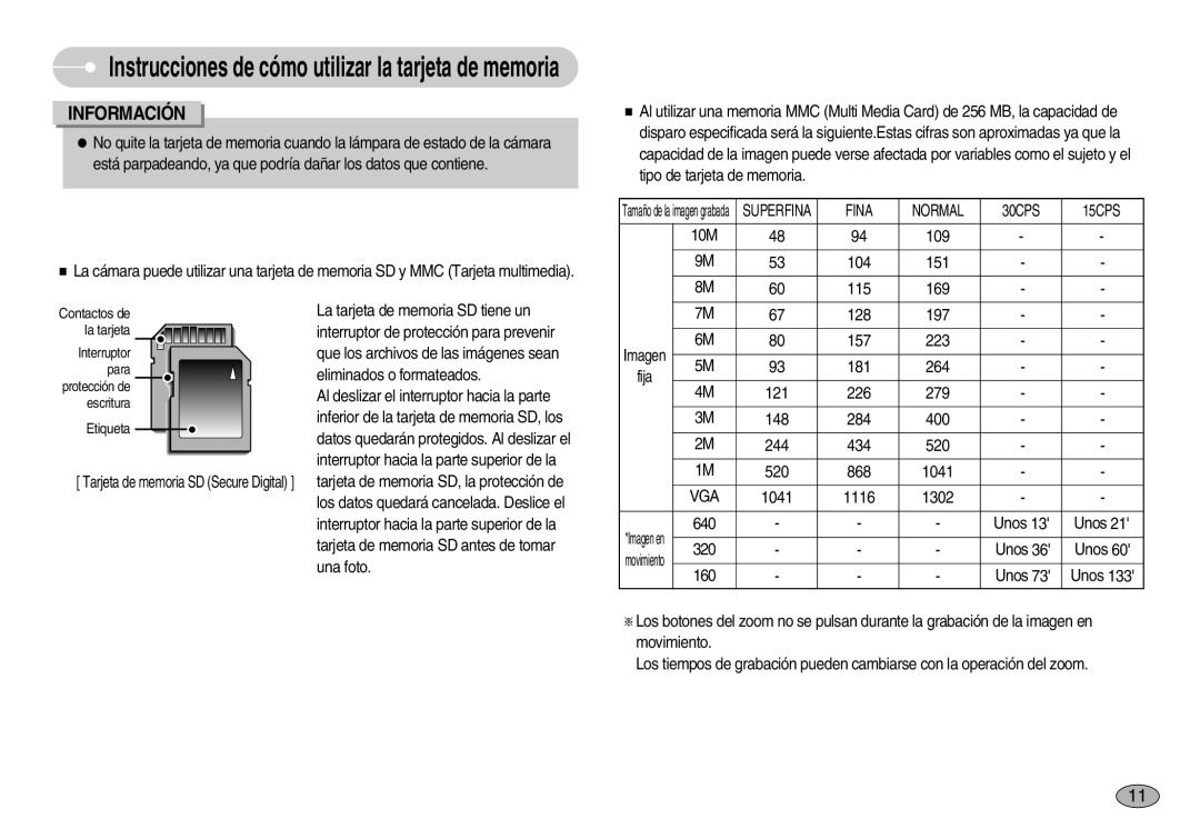 Samsung EC-S1030BBA/E1, EC-S1030SBA/E1, EC-S1030BDC/DE, EC-S1030BDA/AS, EC-S1030SBB/AS manual 10M 109 104 151 115 169, Vga 