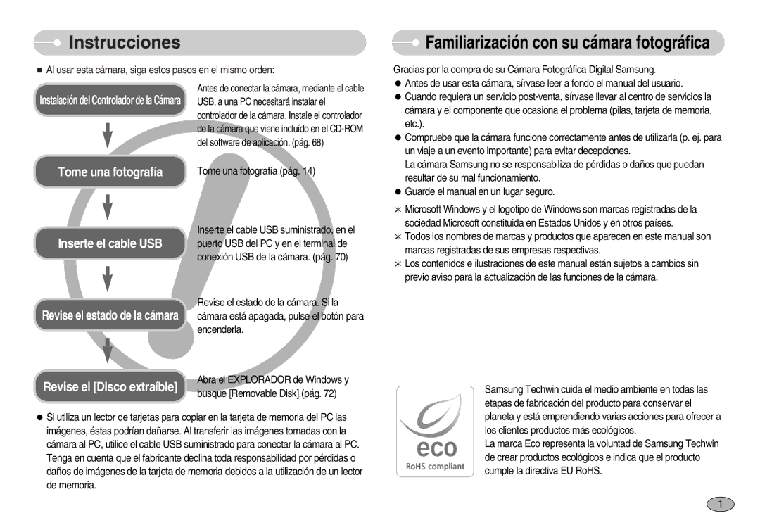 Samsung EC-S1030BBA/E1, EC-S1030SBA/E1 manual Instrucciones, Al usar esta cámara, siga estos pasos en el mismo orden 