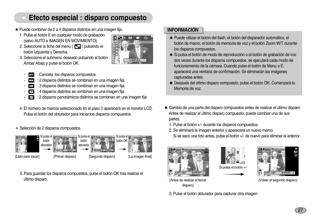 Samsung EC-S1030BDA/AS, EC-S1030SBA/E1, EC-S1030BDC/DE, EC-S1030BBA/E1, EC-S1030SBB/AS manual Efecto especial disparo compuesto 