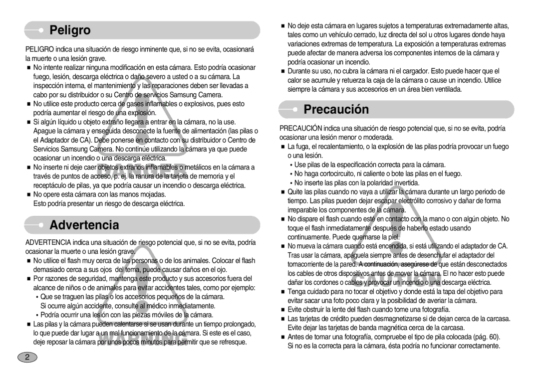 Samsung EC-S1030BDA/AS, EC-S1030SBA/E1, EC-S1030BDC/DE, EC-S1030BBA/E1, EC-S1030SBB/AS manual Peligro, Advertencia, Precaución 