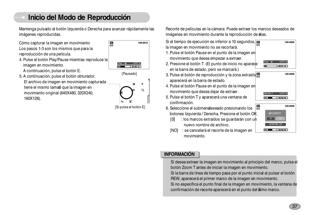 Samsung EC-S1030BDA/AS, EC-S1030SBA/E1, EC-S1030BDC/DE, EC-S1030BBA/E1 Si el tiempo de ejecución es inferior a 10 segundos 