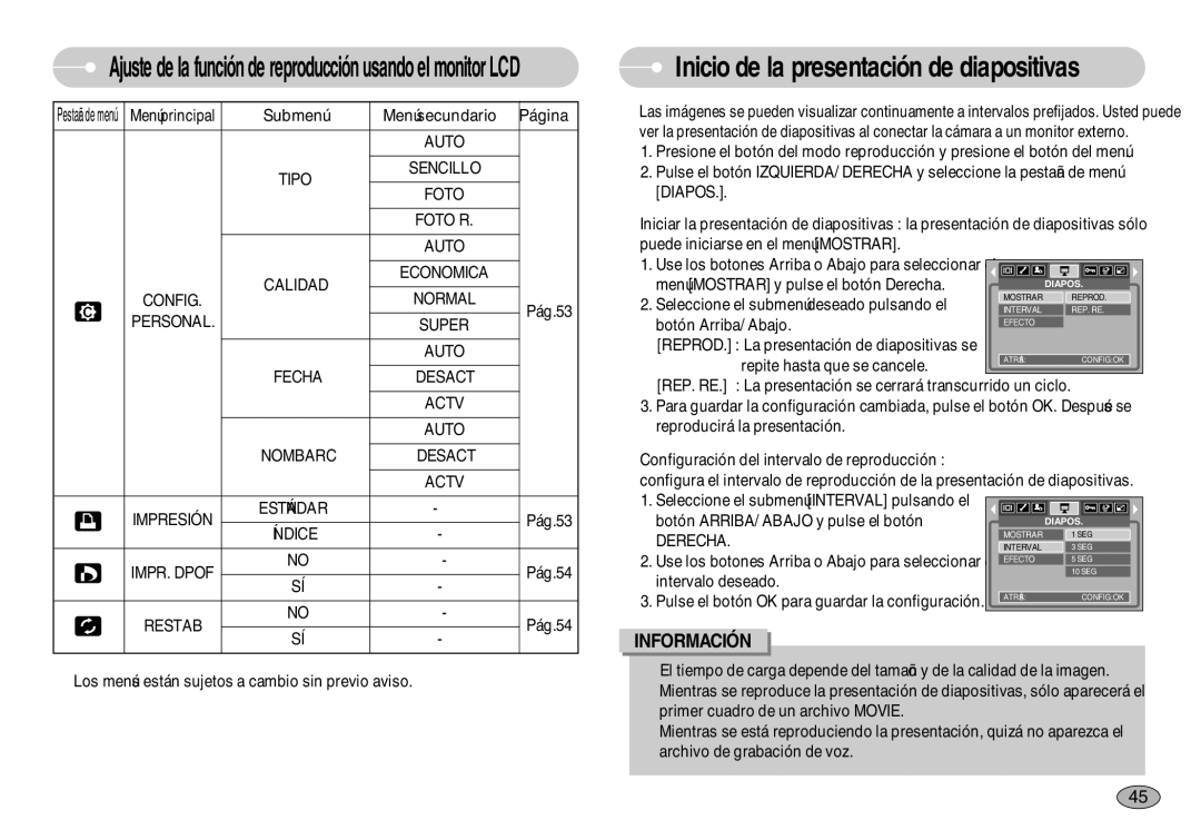 Samsung EC-S1030BDC/DE, EC-S1030SBA/E1, EC-S1030BBA/E1, EC-S1030BDA/AS, EC-S1030SBB/AS manual Índice IMPR. Dpof, Restab 