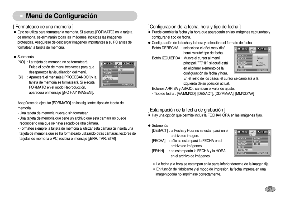 Samsung EC-S1030BDA/AS, EC-S1030SBA/E1, EC-S1030BDC/DE, EC-S1030BBA/E1, EC-S1030SBB/AS manual Formateado de una memoria 