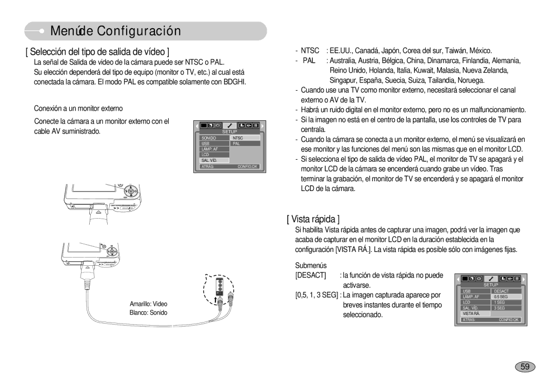 Samsung EC-S1030SBA/E1, EC-S1030BDC/DE, EC-S1030BBA/E1, EC-S1030BDA/AS, EC-S1030SBB/AS manual Ntsc, Pal 