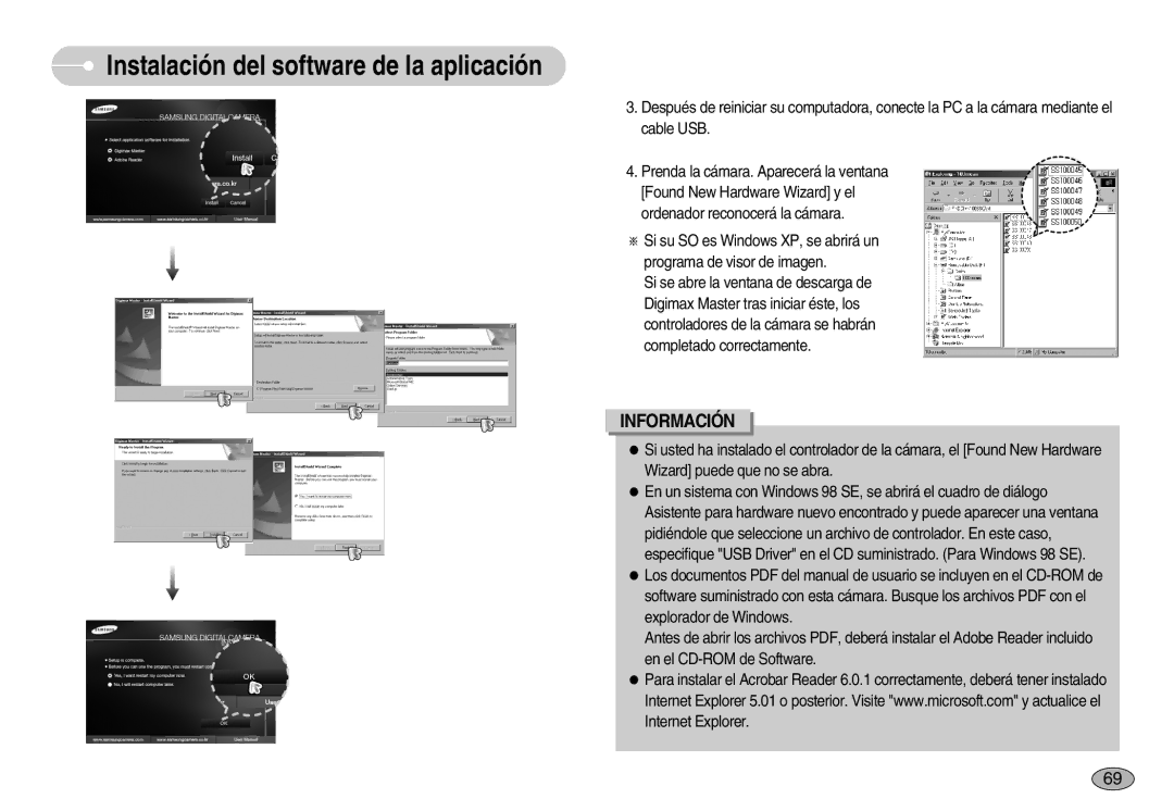 Samsung EC-S1030SBA/E1, EC-S1030BDC/DE, EC-S1030BBA/E1, EC-S1030BDA/AS manual Instalación del software de la aplicación 