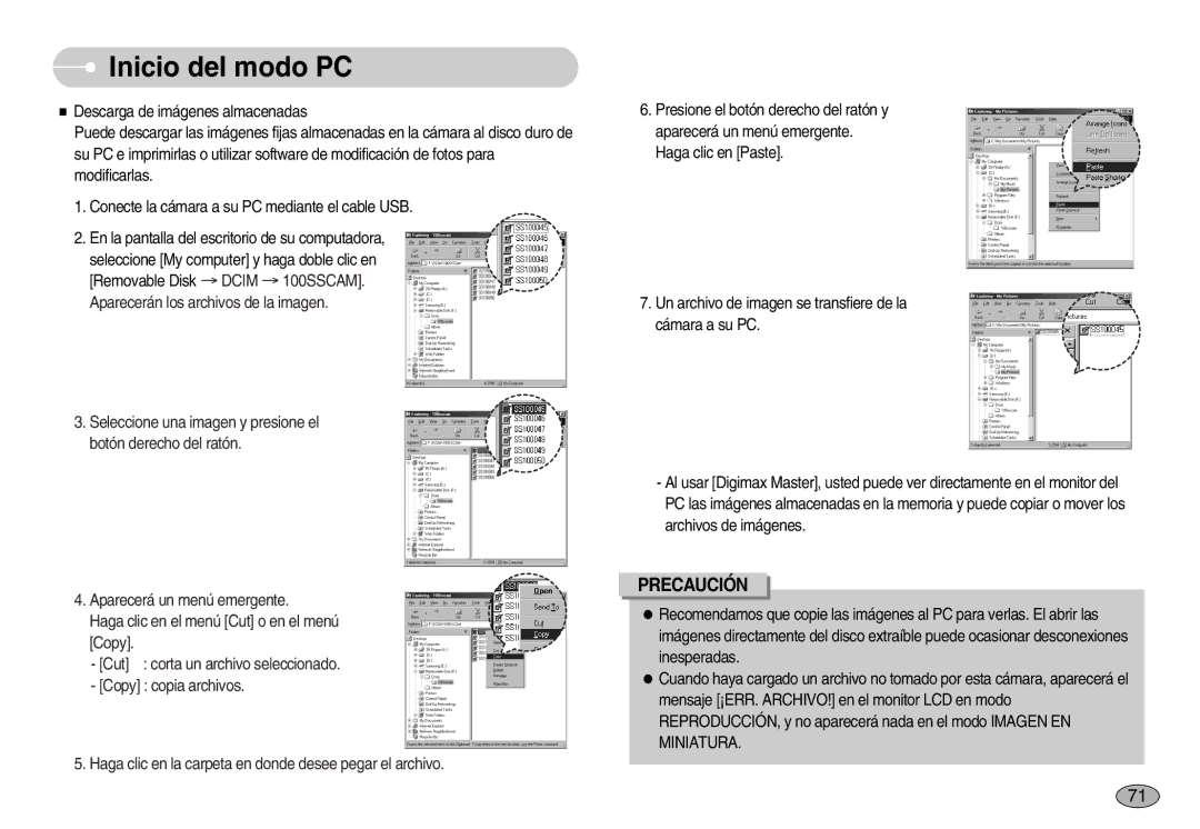 Samsung EC-S1030BBA/E1, EC-S1030SBA/E1, EC-S1030BDC/DE, EC-S1030BDA/AS, EC-S1030SBB/AS manual Precaución 